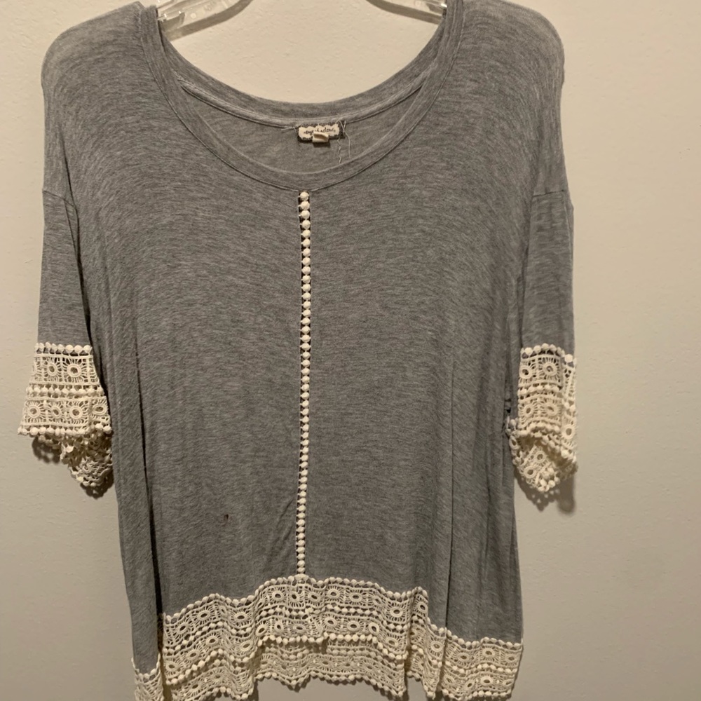 Grey blouse with cream detailing